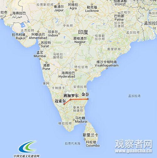 中国代表团开始考察在印修建迈索尔—班加罗尔—金奈“高铁线路的事宜